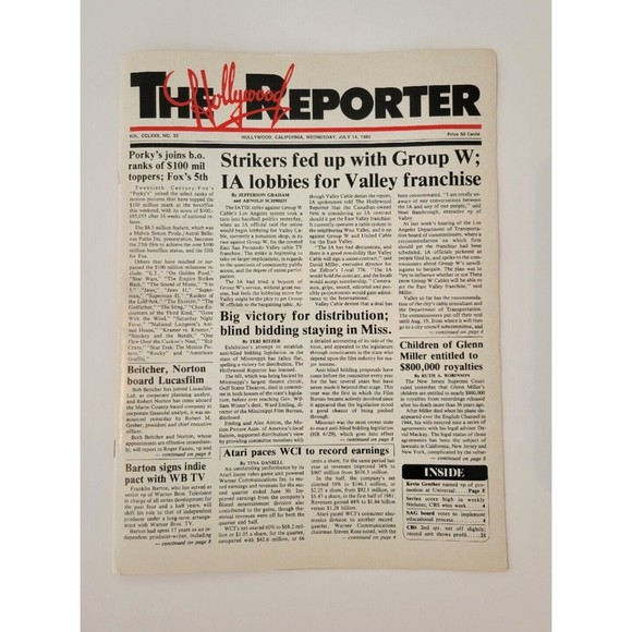 1982 JULY 14 THE HOLLYWOOD REPORTER MAGAZINE - Nice Front Cover - Porky's & More - Picture 1 of 6